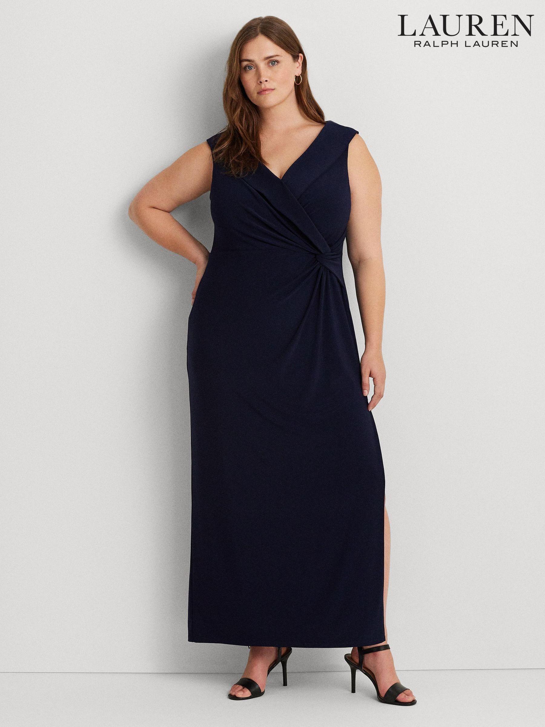 Women s Curve Lauren Ralph Lauren Blue Sleeveless Dresses Next Luxembourg