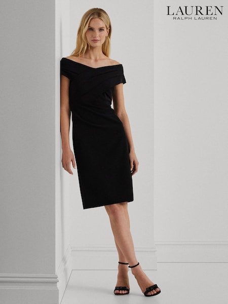 Lauren Ralph Lauren Crepe Off-The-Shoulder Cocktail 100% Cotton Dress (E69914) | €136