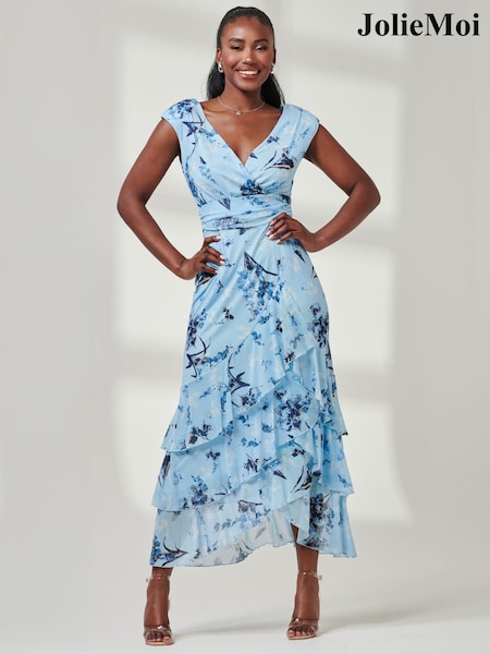 Jolie Moi Yuri Mesh Frill Hem Maxi Dress (E70021) | €134