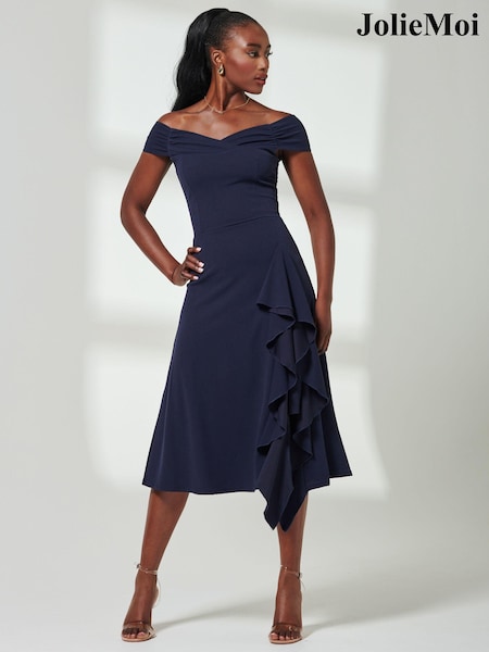 Albastru - Jolie Moi Isla Frill Midi Rochie (E70022) | 271 LEI