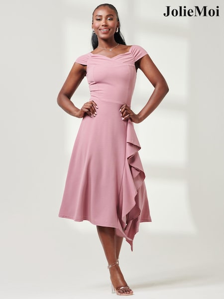 Violet - Jolie Moi Isla Frill Midi Rochie (E70024) | 232 LEI
