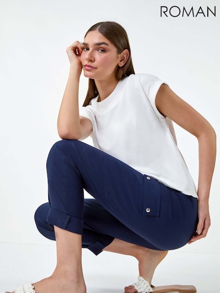 Roman Blue Turn Up Stretch Cargo Trousers (E70049) | €61
