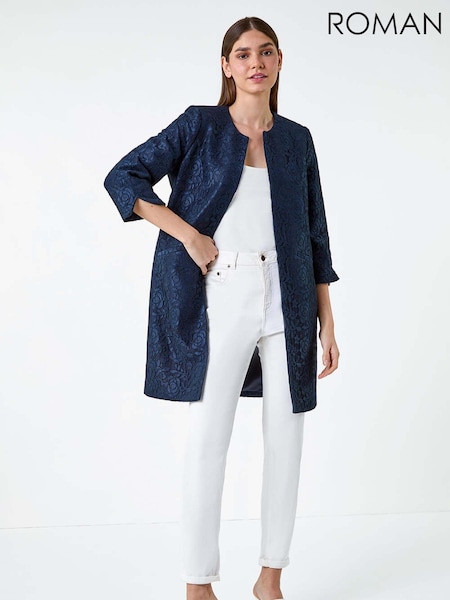 Roman Blue Lace Longline Formal Jacket (E70080) | €88