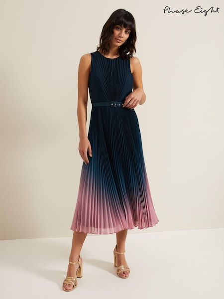 Schwarz - Phase Eight Simara Printed Midi Kleid (E70112) | 91 €