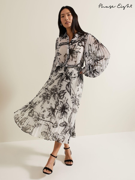 Phase Eight Black Sienna Floral Print Skirt (E70114) | €63