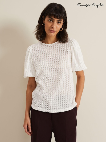 Phase Eight Cream Aurora Textured Top (E70118) | AED172