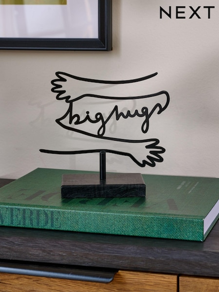 Black Metal Big Hugs Slogan Ornament (E70165) | €13