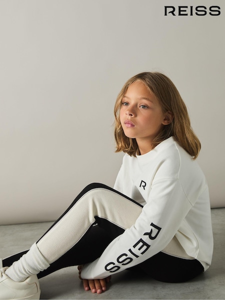 Reiss Black Lemi 9-13 yrs Cotton-Blend Panelled Leggings (E70170) | ₪124