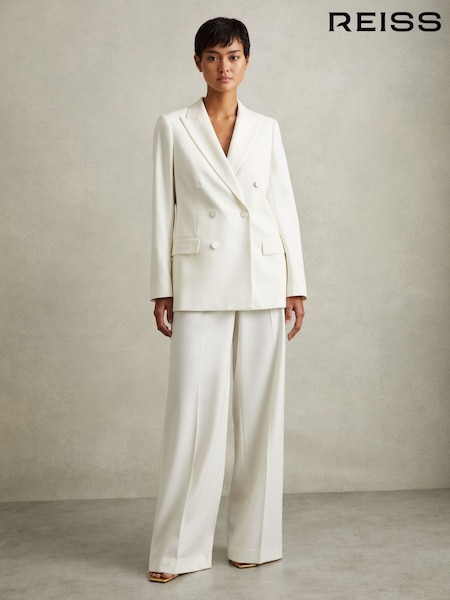 Reiss Leanna Wool Blend Double Breasted Tux Blazer (E70177) | ‏2,027‏₪