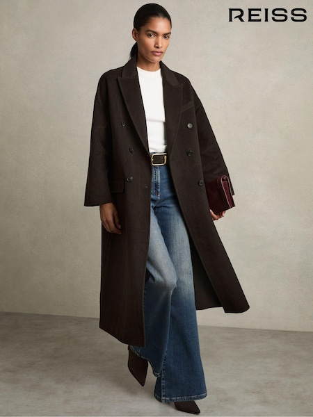Reiss Lara Wool Blend Herringbone-Twill Coat (E70194) | ‏2,506 د.إ.‏