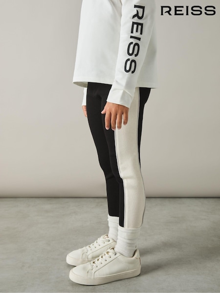 Reiss Black Lemi 4-9 yrs Cotton-Blend Panelled Leggings (E70197) | 110 QAR