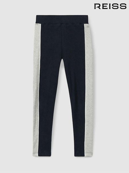 Reiss Navy Lemi 13-14 yrs Cotton-Blend Panelled Leggings (E70201) | ₪131