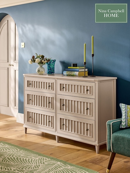 Nina Campbell Putty Willis 6 Drawer Wide Chest of Drawers (E70211) | €1,511