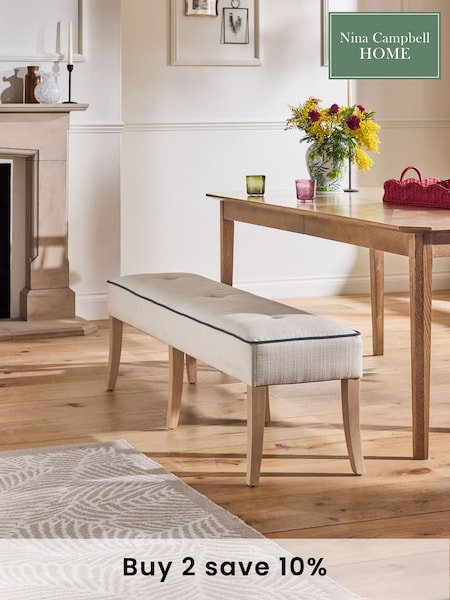 Nina Campbell Natural Ashburn Oak Effect Legs Bench (E70217) | €314