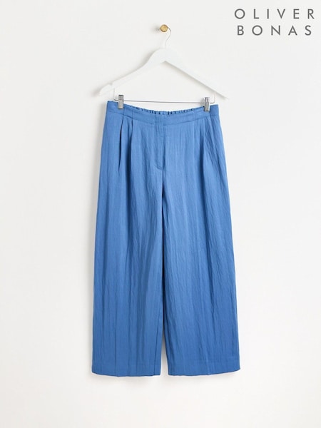 Blau - Oliver Bonas Cropped Pleated Trousers (E70238) | 70 €