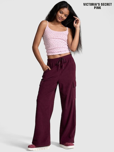 Victoria's Secret PINK Purple Rose Fleece Wide Leg Cargo Joggers (E70365) | €25