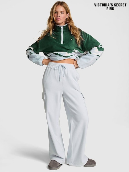 Victoria's Secret PINK Hydrangea Blue Fleece Wide Leg Cargo Joggers (E70390) | €25