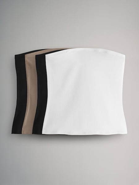 The Set Black/Black/Taupe Brown/White 4 Pack Bandeau Tops (E70438) | 1,202 UAH