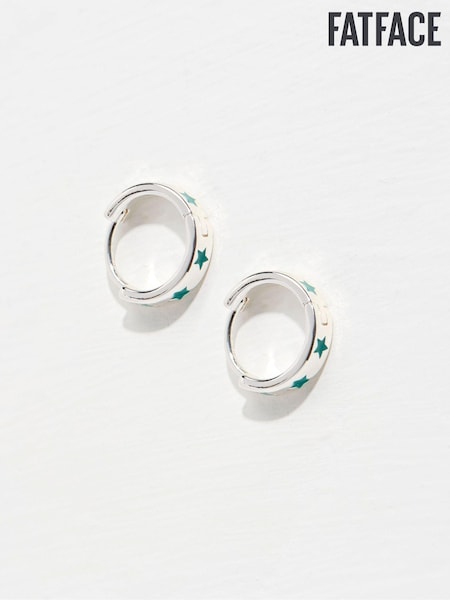 FatFace Green Star Enamel Hoop Earrings (E70607) | €6.50