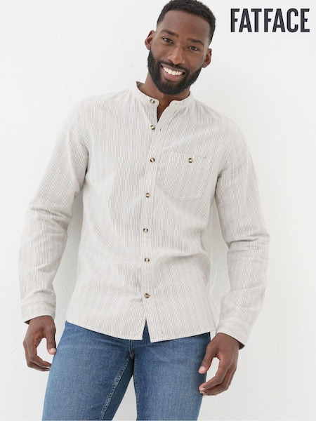 FatFace Natural Long Sleeve Stripe Grandad Shirt (E70676) | €33