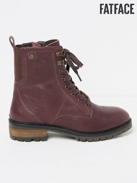 FatFace Margot Burgundy Red Lace-Up Boots (E70726) | €64