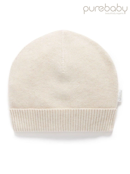 Natural - Purebaby 100% Cotton Textured Beanie (E70760) | 23 €