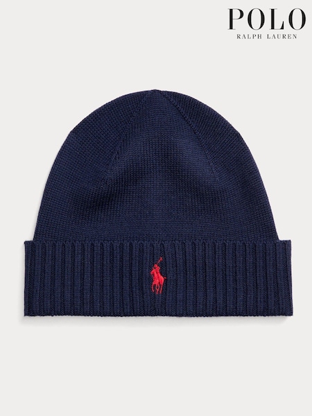 Mornarsko modra - Polo Ralph Lauren Signature Pony Wool Beanie Hat (E70773) | € 60