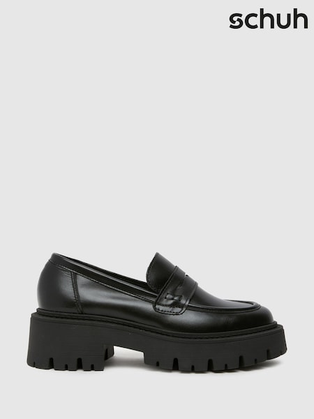 Schuh Lennox Leather Chunky Black Loafers (E70794) | € 86