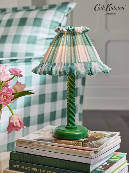 Cath Kidston Green Check Barley Twist Table Lamp (E70798) | €74