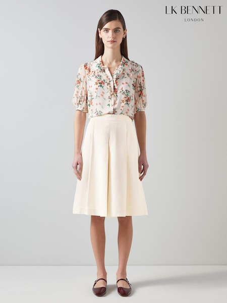 LK Bennett LK Bennett Soft Tailored Skirt with Linen (E70822) | 706 LEI