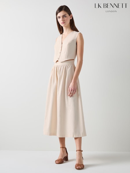 LK Bennett Cream Pernille Cotton/Linen Mix Waistcoat Dress (E70830) | €185