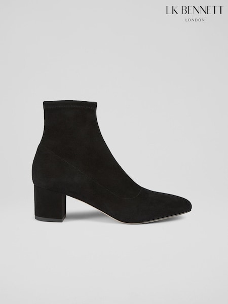 LK Bennett Black Grove Low Block Stretch Ankle Boots (E70842) | 1,876 QAR