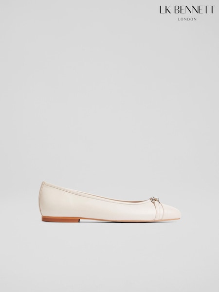 LK Bennett Ecru Cream Brielle Twist Trim Ballerina Flats (E70847) | R$ 2,260