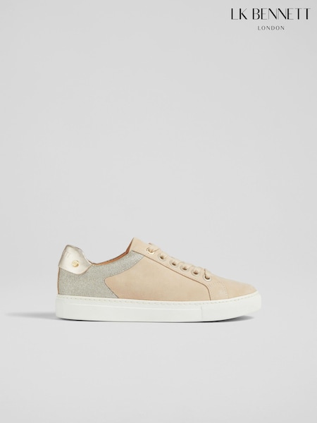 LK Bennett Natural/Gold Signature Trench Classic Stud Trainers (E70853) | €285