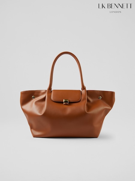 LK Bennett Tan Brown Lock Otello Tote Bag (E70864) | €330