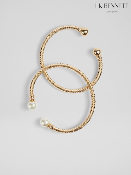 LK Bennett Gold Tone/Pearl Harper Bangle (E70877) | R$ 585