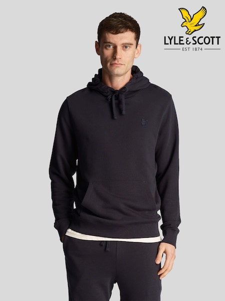 Mörk Svart - Lyle & Scott Tonal Eagle Pullover 100% Cotton Hoodie (E70944) | kr1 470