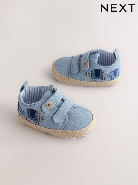С синими слонами - Baby Two Strap Trainers (0-24mths) (E70976) | €11