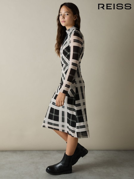 Reiss Sophia Checked Tiered Midi Dress (E71003) | ‏63 ر.ع.‏