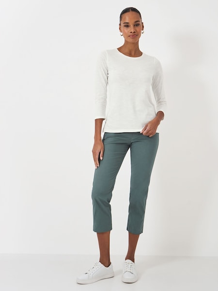 Crew Clothing White Long Sleeve Perfect Slub Crew Neck 100% Cotton T-Shirt (E71125) | €33