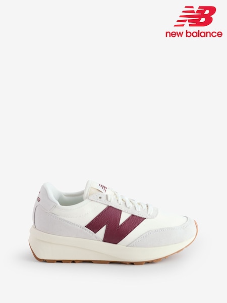 New Balance White/Burgundy Mens 370 Trainers (E71234) | €132
