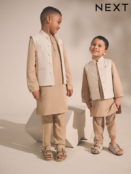 أبيض بيج فاتح - Eid Waistcoat (3mths-16yrs) (E71287) | ‏8.50 د.ب.‏ - ‏13.50 د.ب.‏
