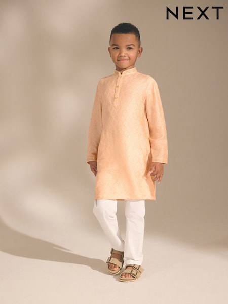 Light Orange EMB EID Kurta (3mths-16yrs) (E71303) | 99 QAR - 134 QAR