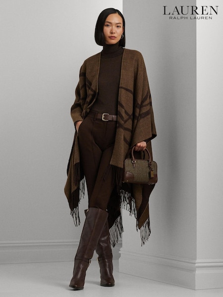 Lauren Ralph Lauren Oversized Print Brown Poncho (E71336) | €125
