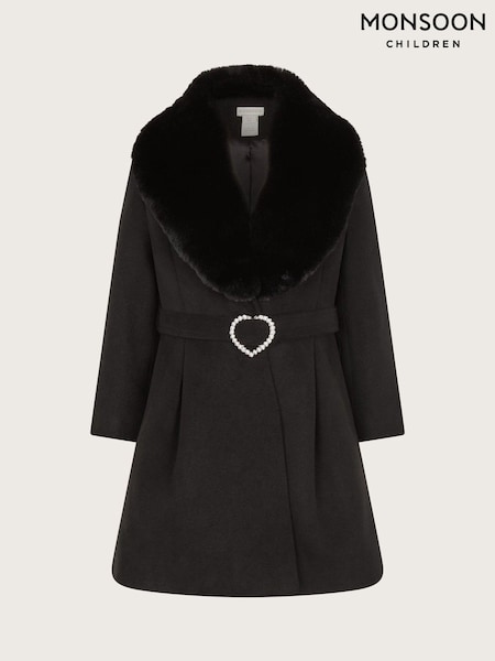 Monsoon Black Diamante Belt Shawl Coat (E71370) | ₪327 - ₪377