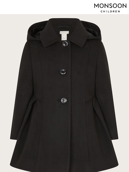 Monsoon Black Pleated Skirt Coat (E71378) | ₪251 - ₪302