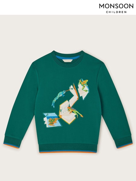 Monsoon Green Frogs On The Books Sweatshirt (E71383) | AED71 - AED92