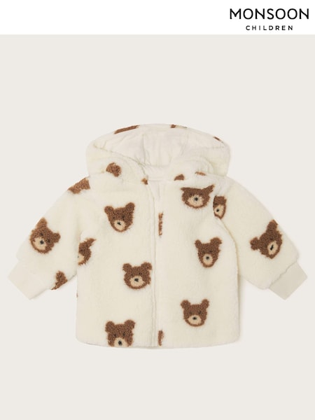 Monsoon Cream Cream Baby Fleece Bear Hoodie (E71414) | AED270