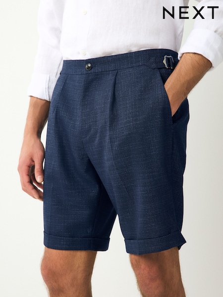 Темно-синий - Slim Fit Textured Side Adjuster Shorts (E71462) | €43