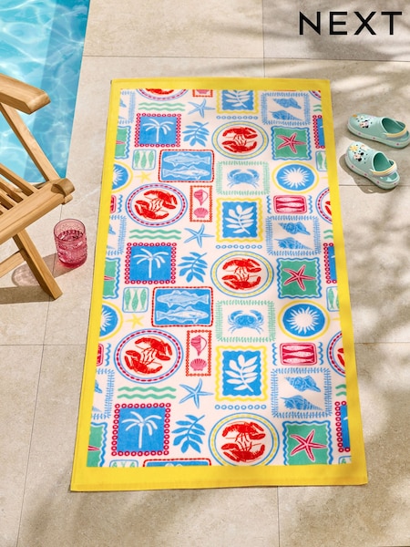 100% Cotton Postcard Beach Towel (E71481) | 19 €